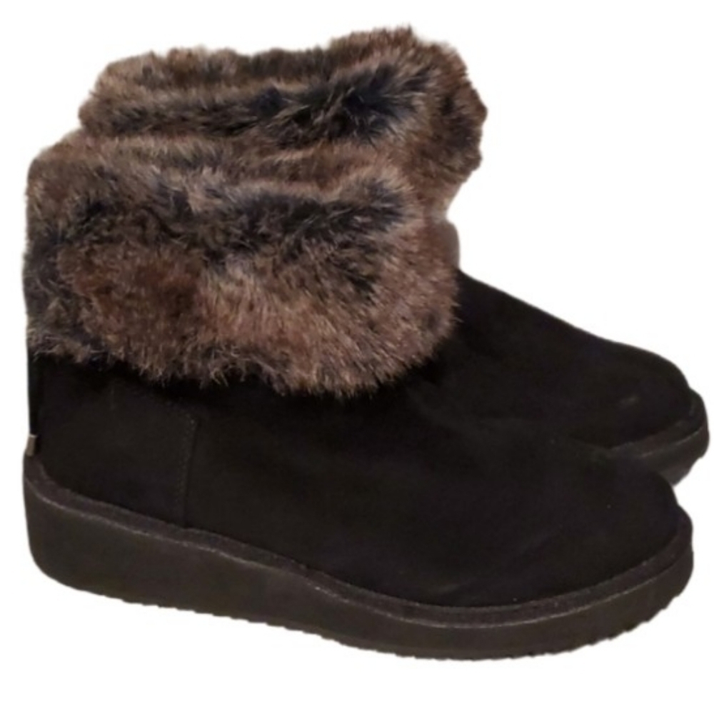 Sugar Ankle Boots Size 6.5 Black Faux Fur Black Brown